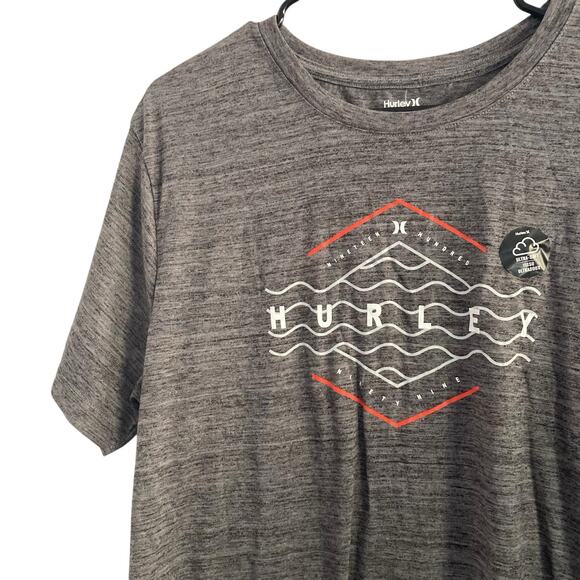 Hurley Ultrasoft Mens L Gray Heather Crewneck T-Shirt Tides Blended Graphic Tee - Picture 3 of 6